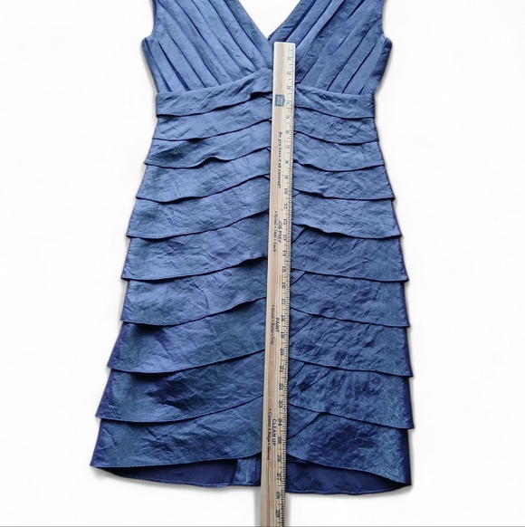 Adrianna Papell Women's Size 4p Deep Blue Layered Midi Dress - Picture 6 of 8